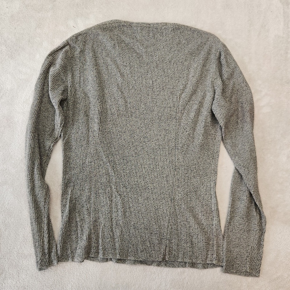 Donna Karan Vintage Gray Ribbed Knit Sweater 90s Minimalist Designer Small - Picture 6 of 10